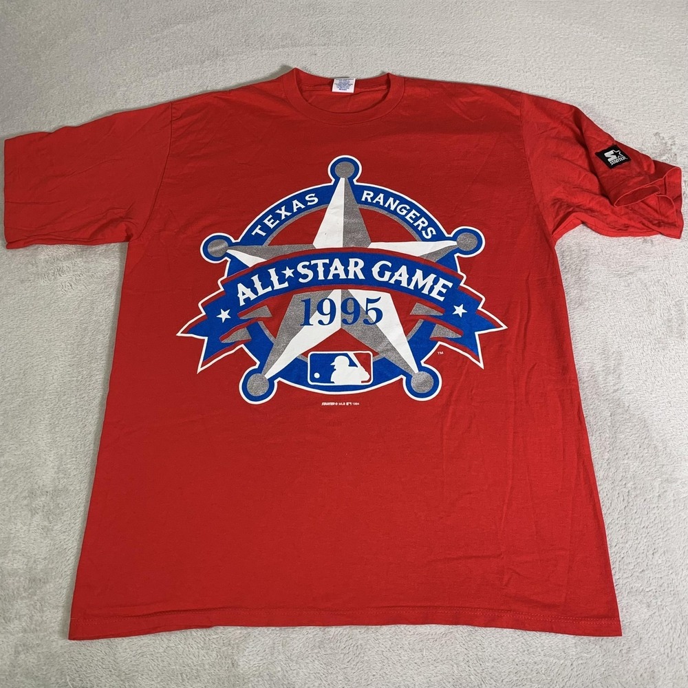 Vintage Texas Rangers Shirt Mens XL Red MLB Baseball Starter 1995 All Star Game